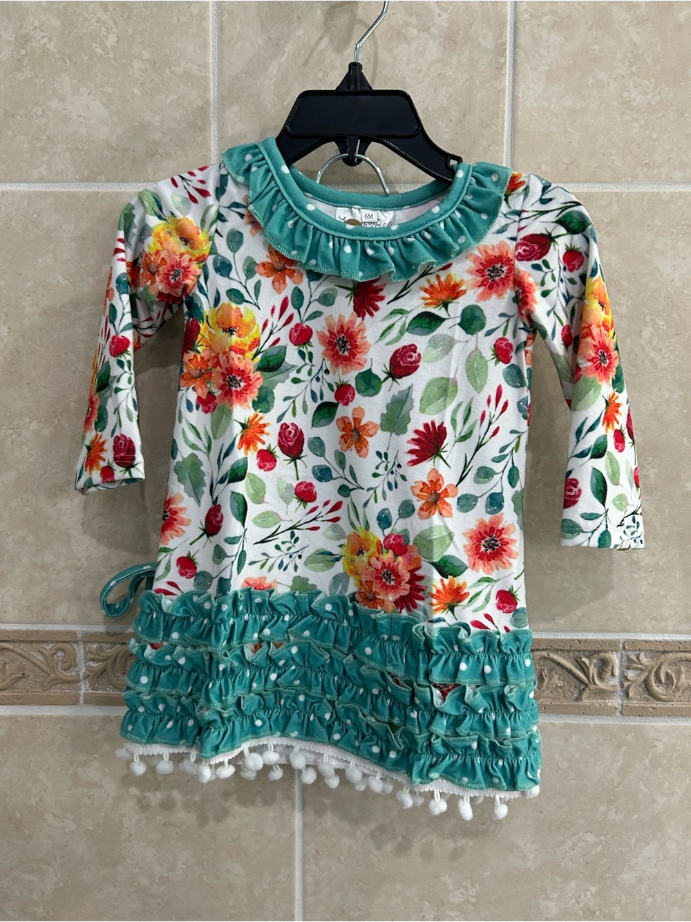 Sugar Bee Floral Pompom Outfit Ruffle Bloomers